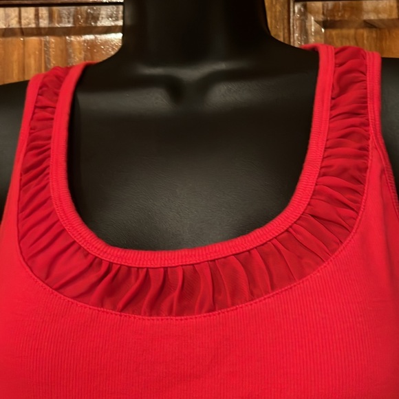 NWOT Red Embellished Cotton Lycra Tank Top - Picture 3 of 7